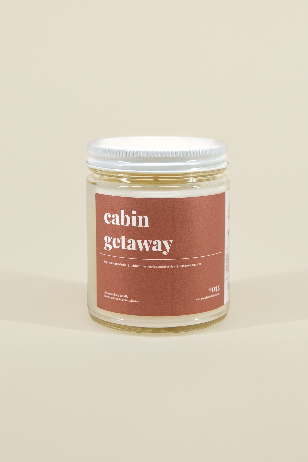 cabin getaway candle