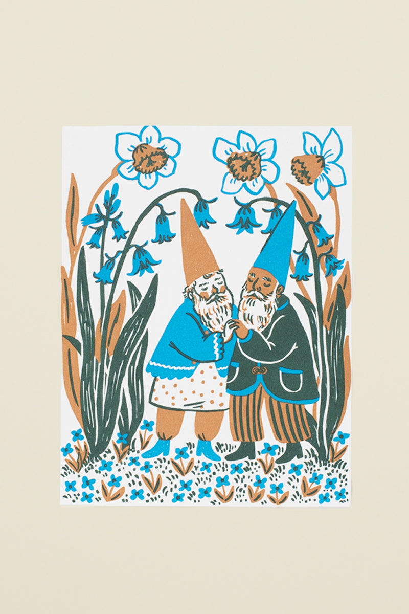 gnomes &amp; bluebells card