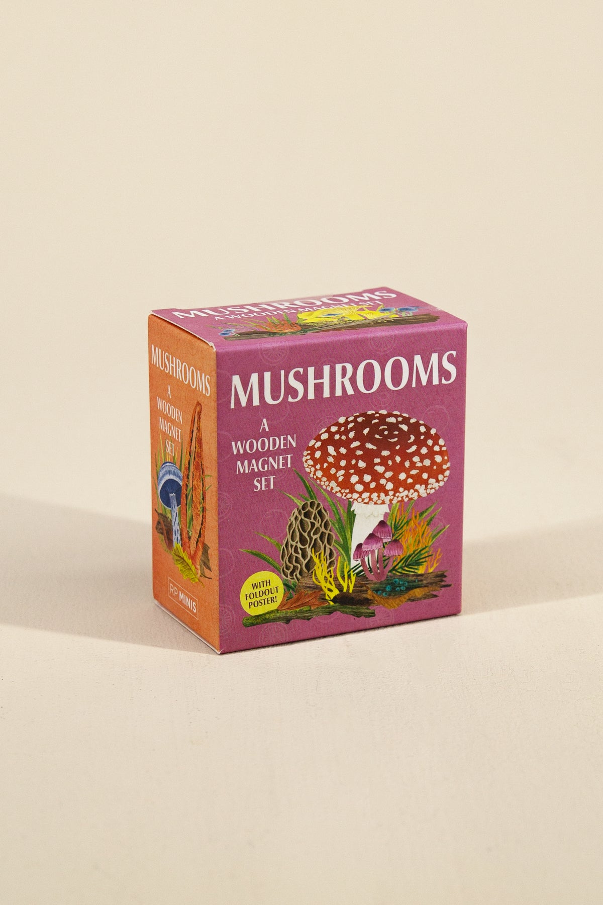 mushrooms wooden magnet set