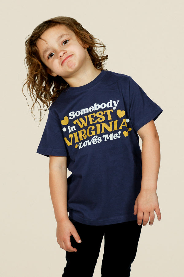 Somebody in WV Loves Me Kids T-shirt | Kin Ship Goods
