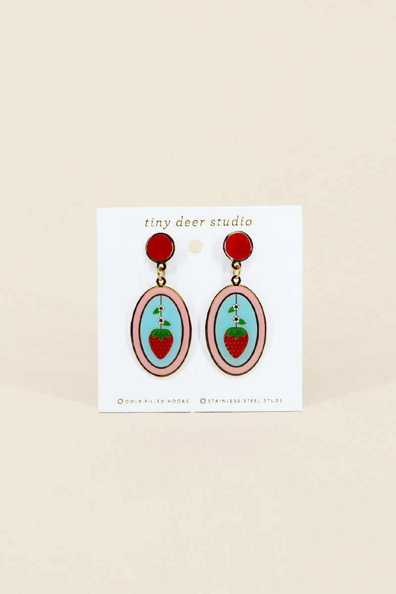strawberry oval earrings