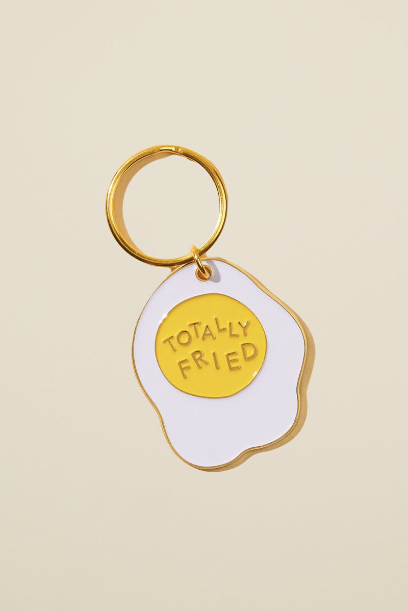 totally fried egg keychain, final sale