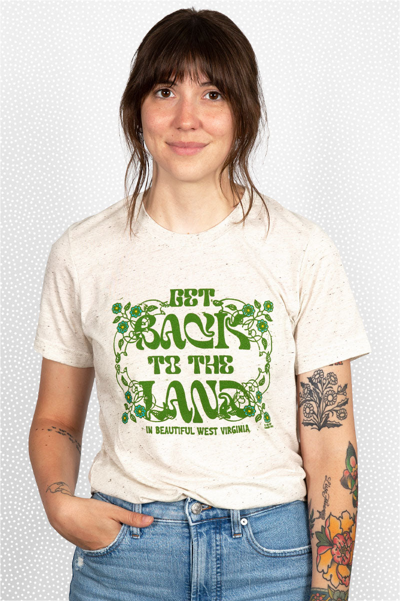 back to the land tee, final sale