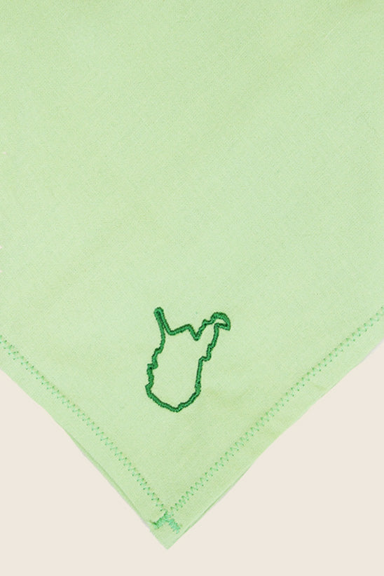 Embroidered WV Napkin, Green