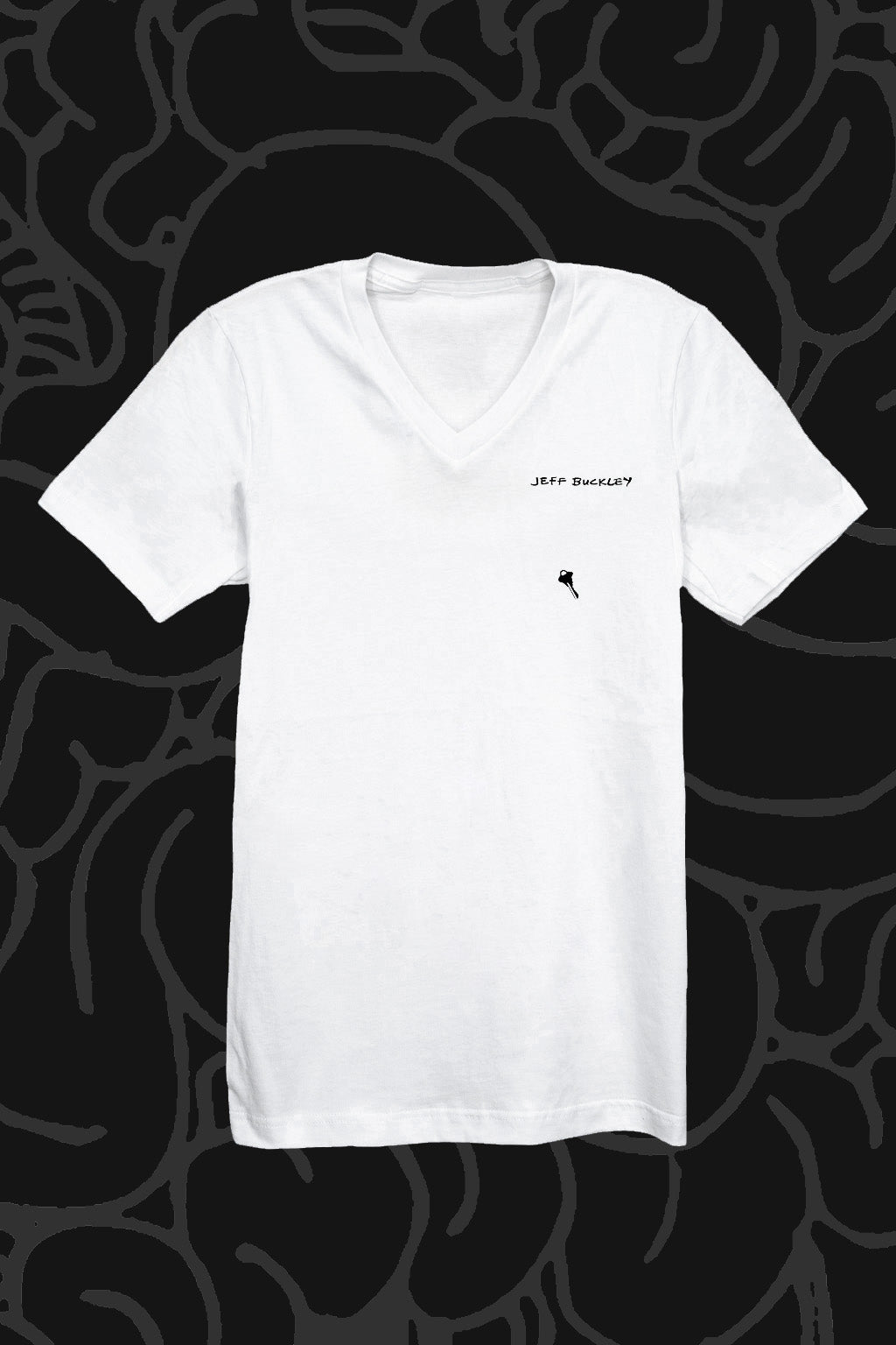 Kin Ship Goods Jeff Buckley Peyote Radio Theater white v-neck tee reissue with original artwork, limited edition