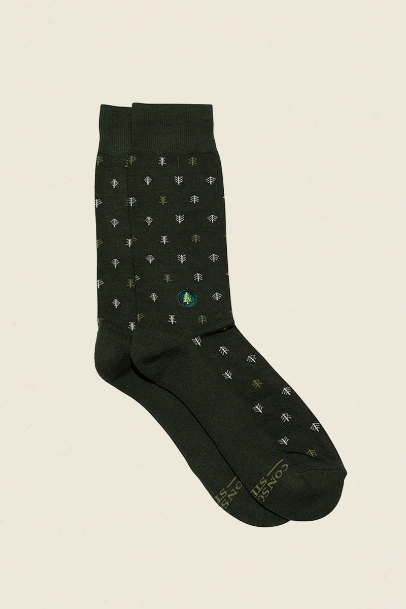 forest green socks with trees