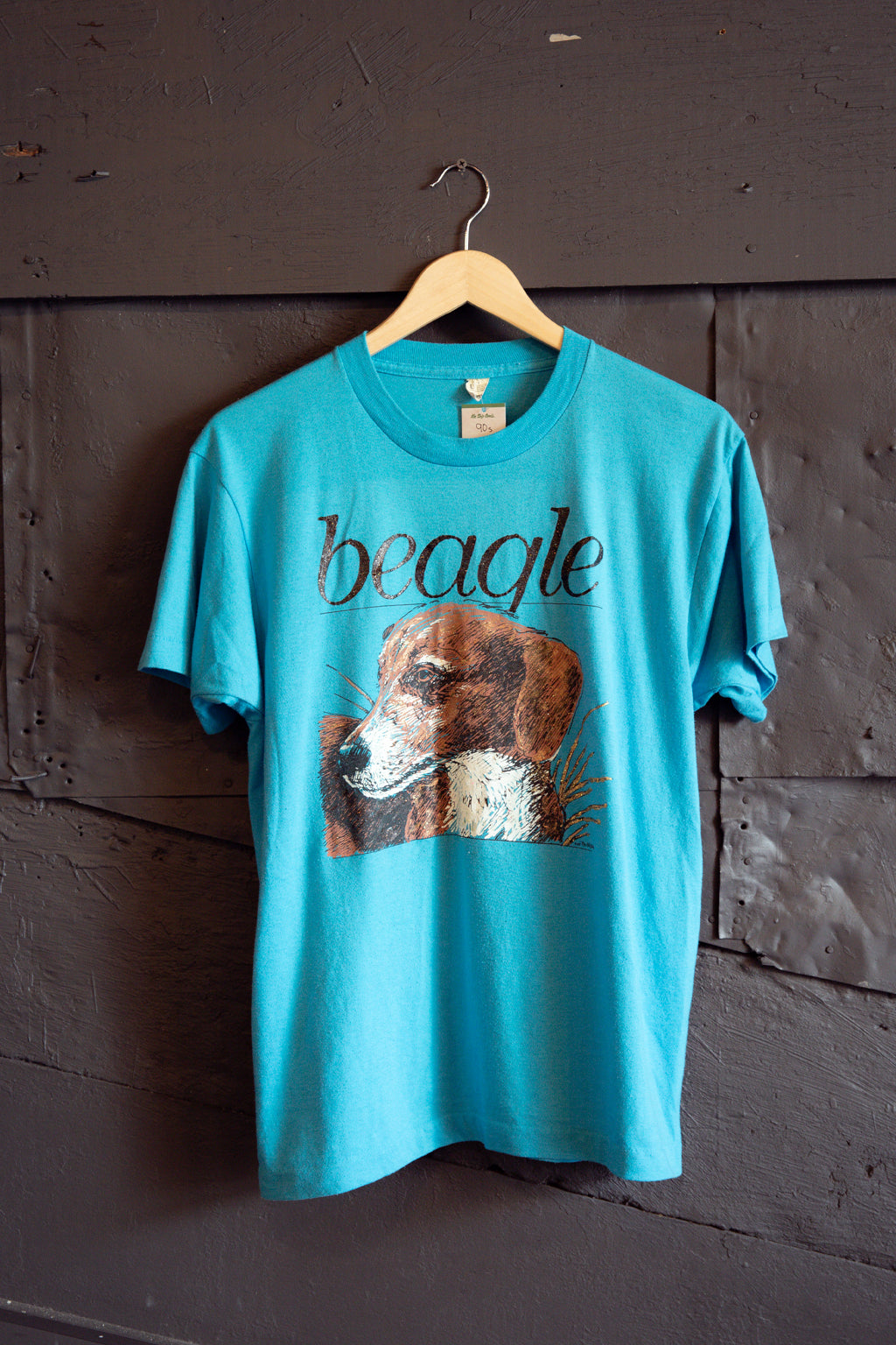 Beagle on teal short sleeved shirt sold by Kin Ship Goods