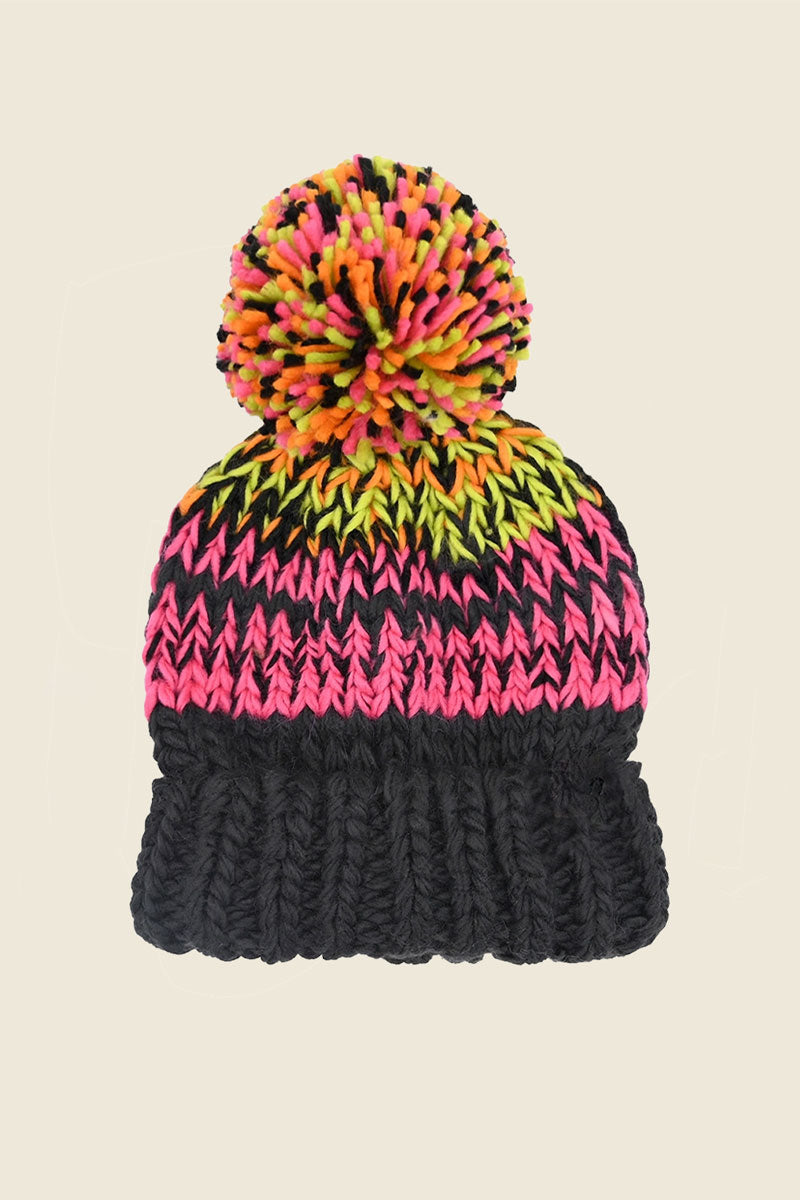 Neon Pink Pom Beanie