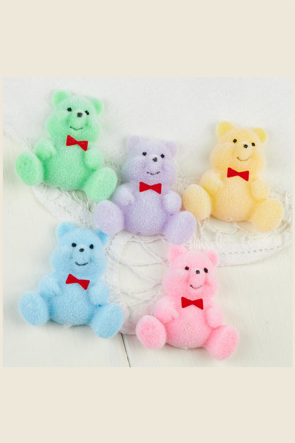 Mini Flocked Bowtie Bear