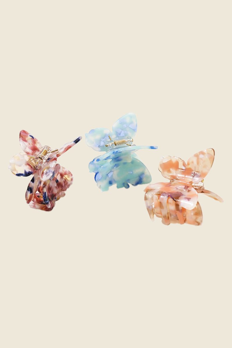 Kin Ship Goods butterfly claw clip made from cellulose acetate—colorful wing-shaped hair accessory with strong grip and whimsical style.