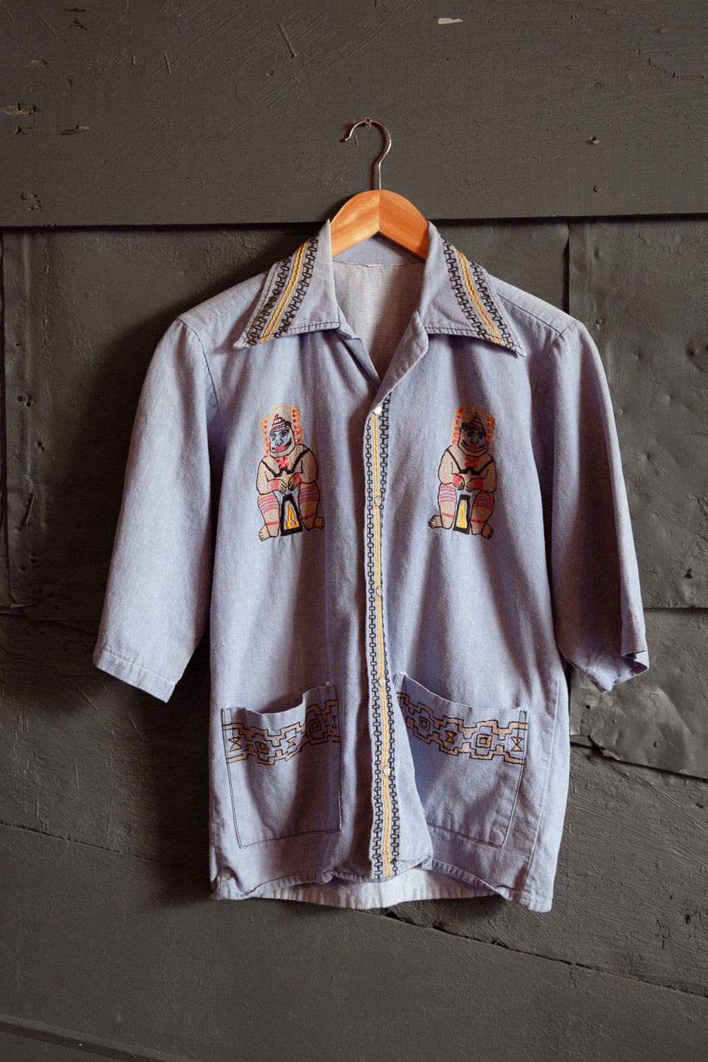 Vintage Embroidered Chambray Button Up