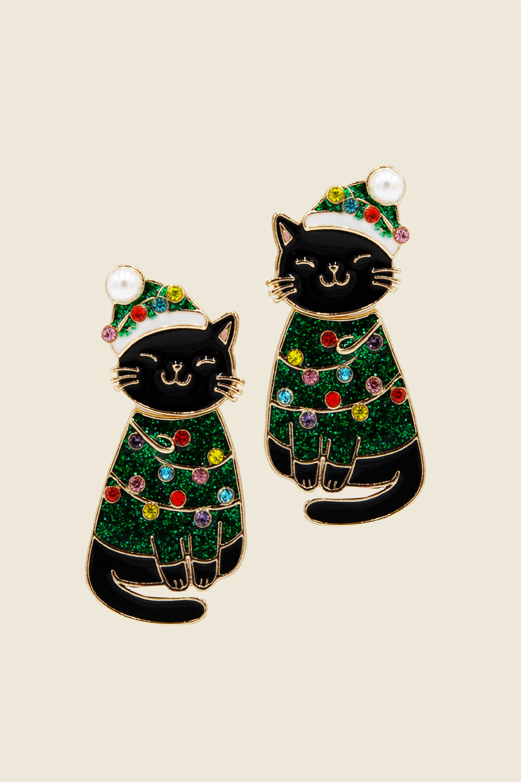 Holiday Lights Kitty Earrings
