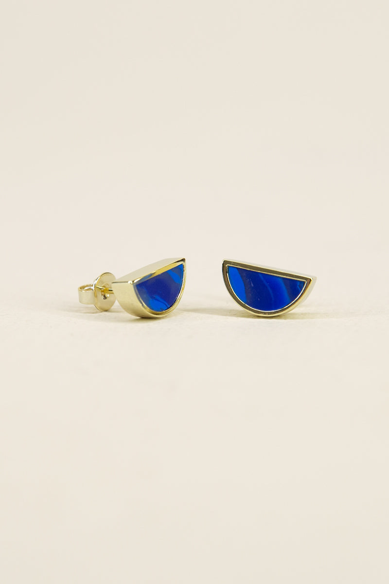 Half Moon Earrings, Sapphire