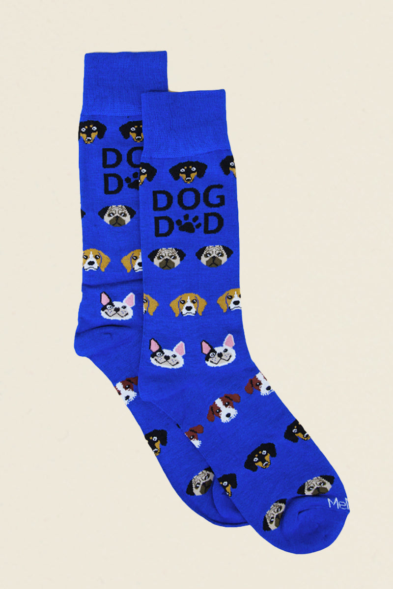 mens dog dad socks, blue, final sale