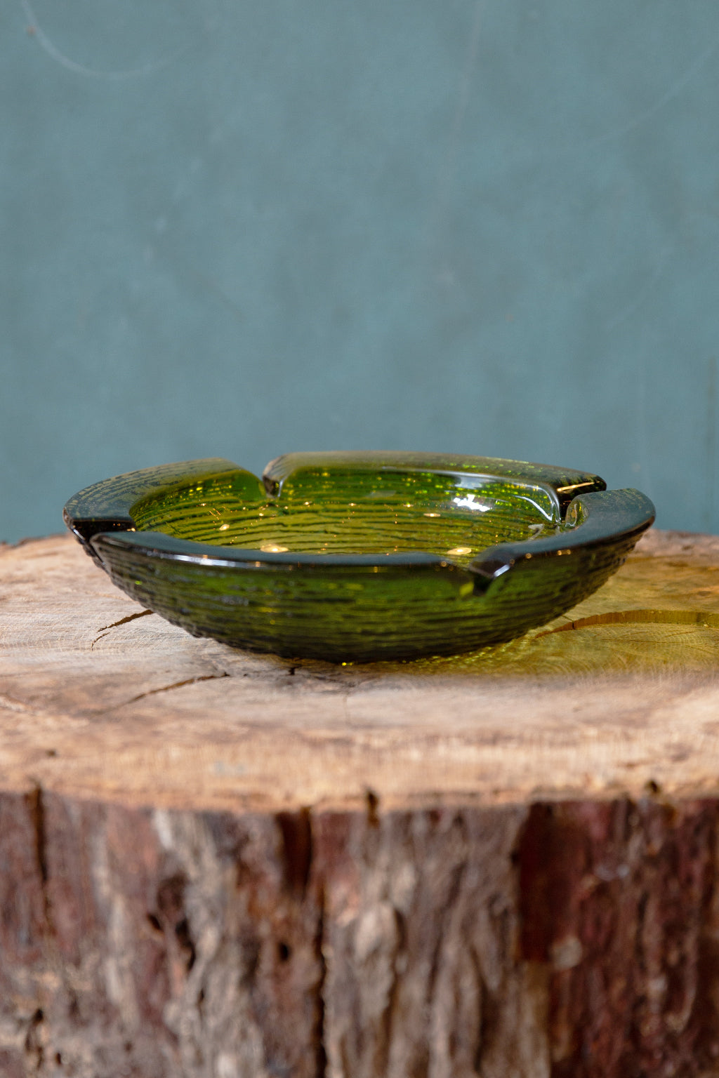Vintage Green Glass Ashtray
