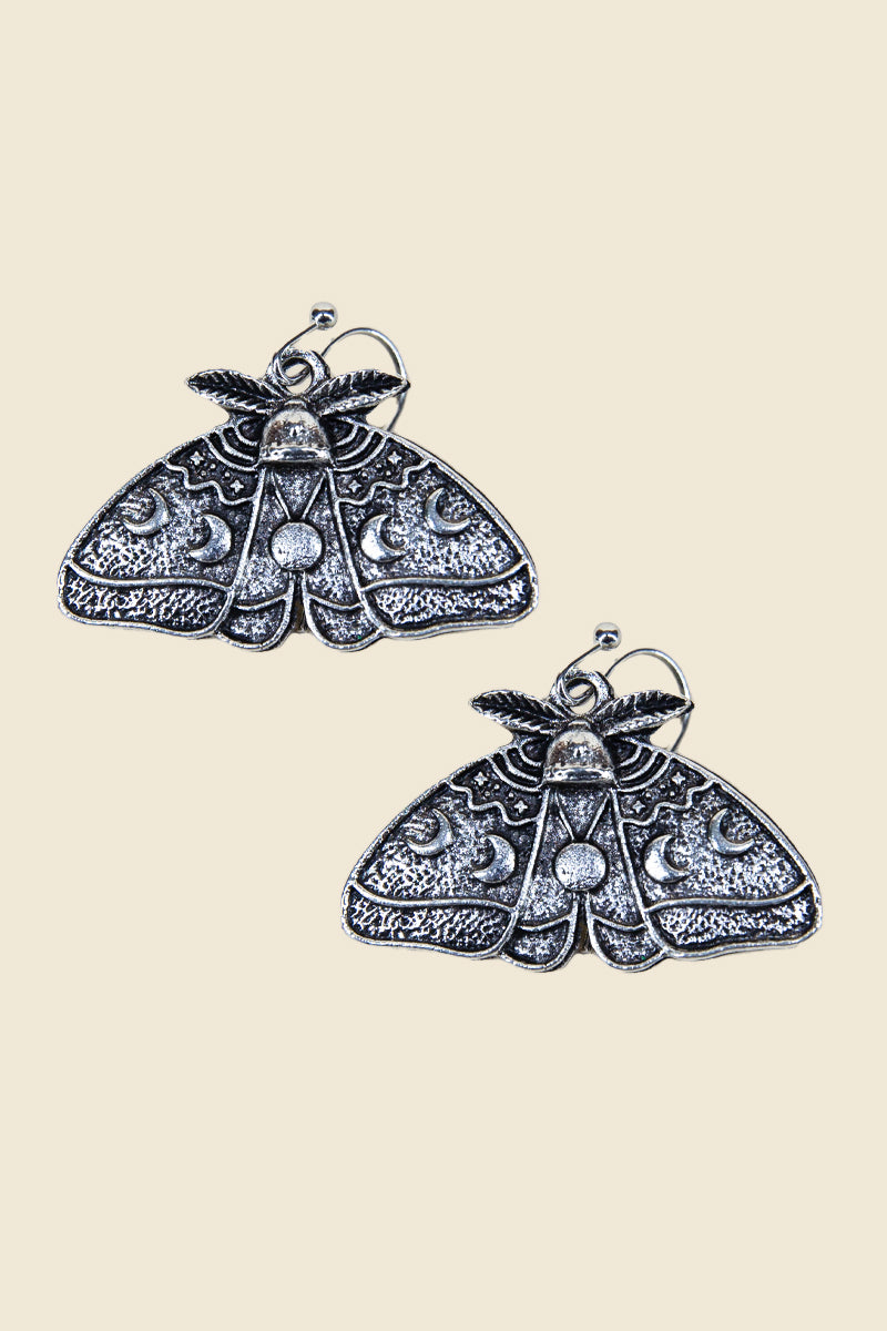 lunar phases moth earrings