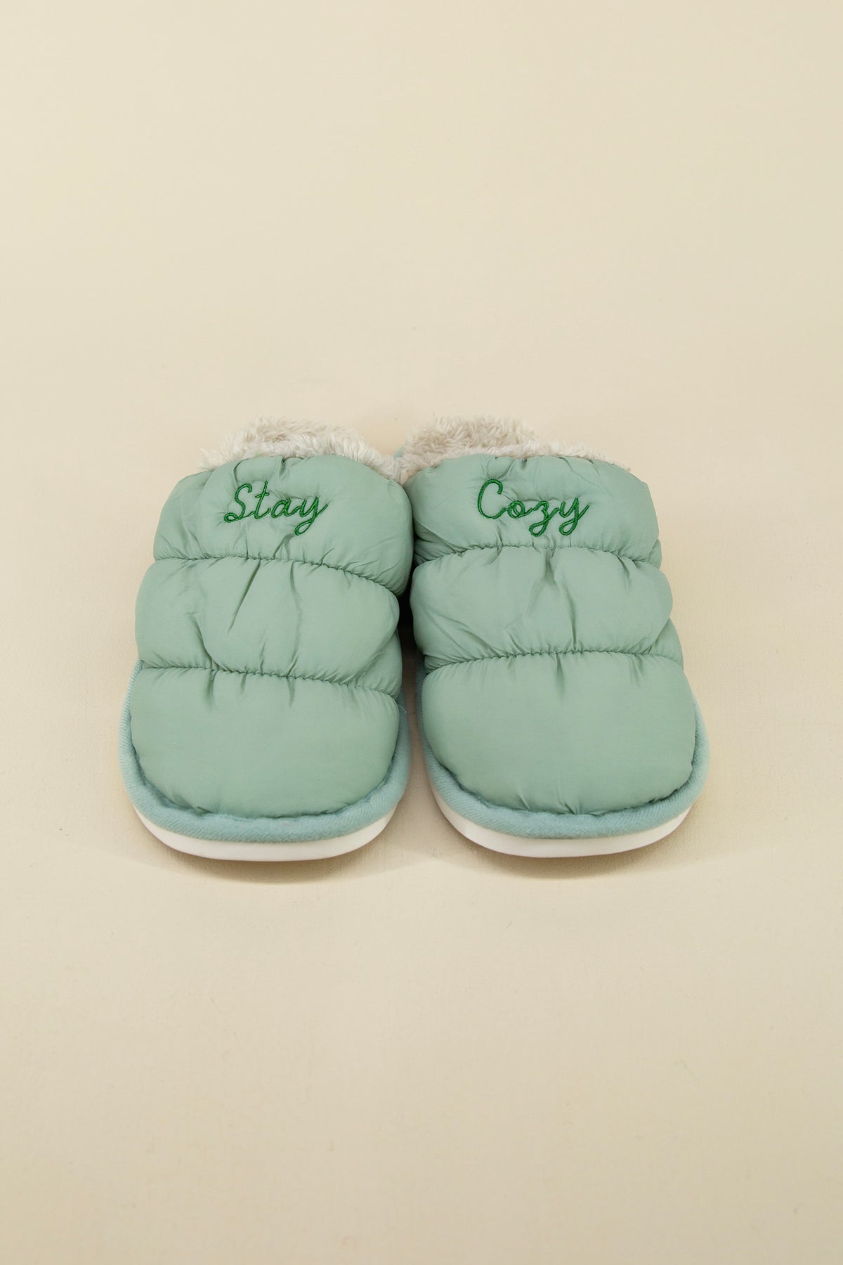 cozy slippers, mint