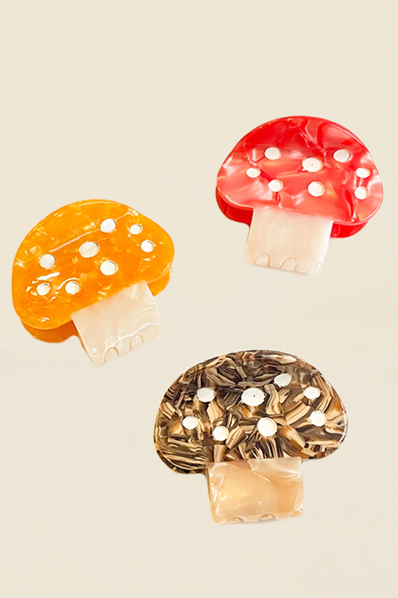 yellow red and brown mushroom hair clips kin ship goods