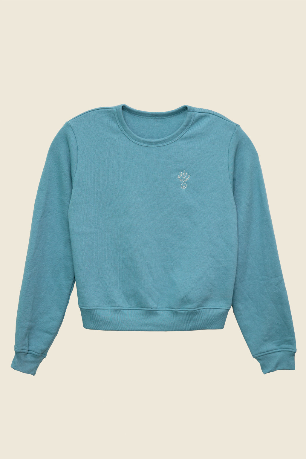 Embroidered Peaceful Crop Sweatshirt