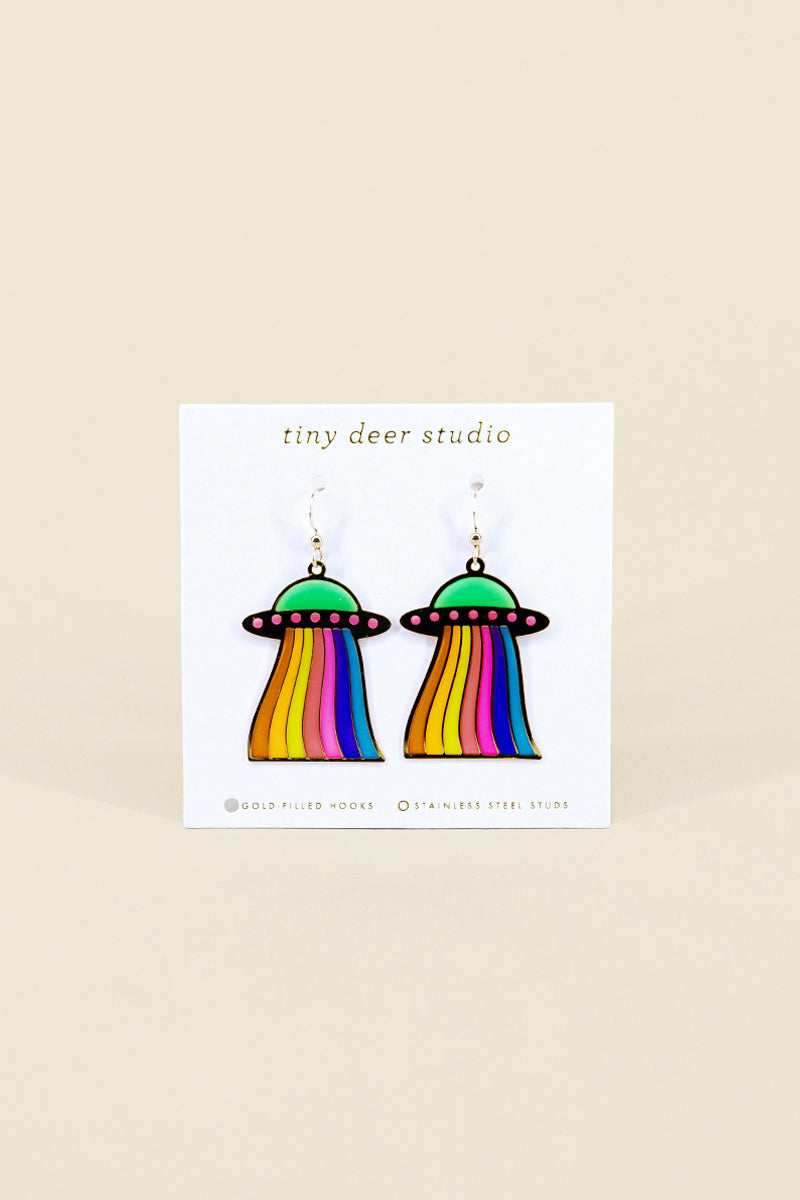 ufo rainbow earrings