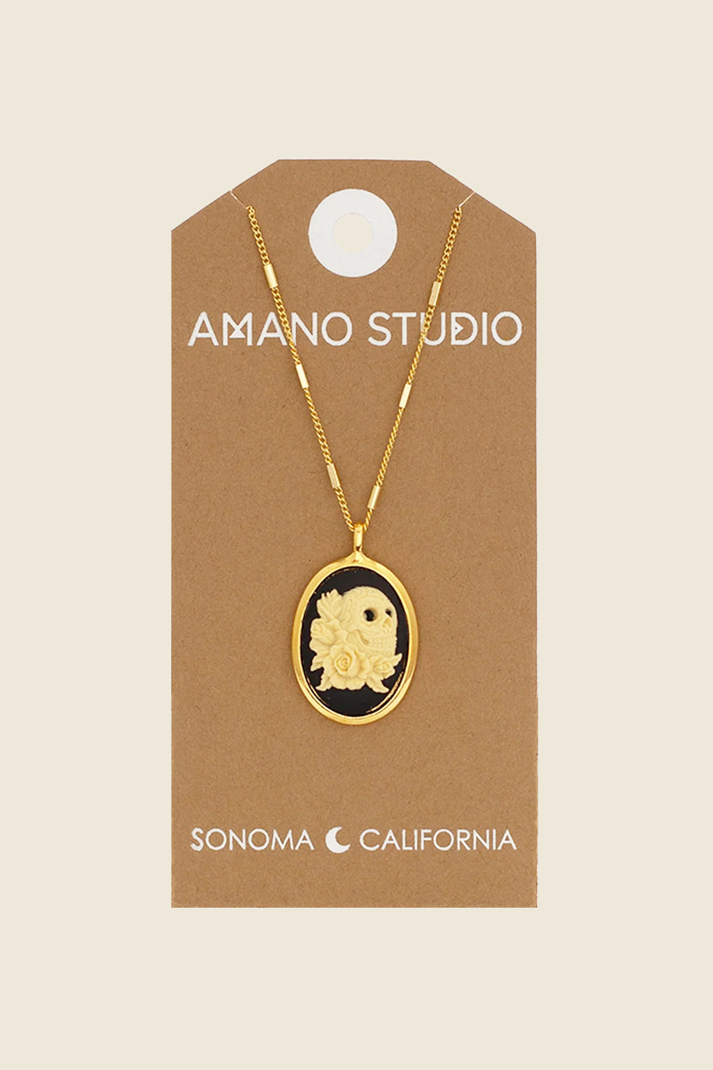 Skull & Roses Cameo Necklace