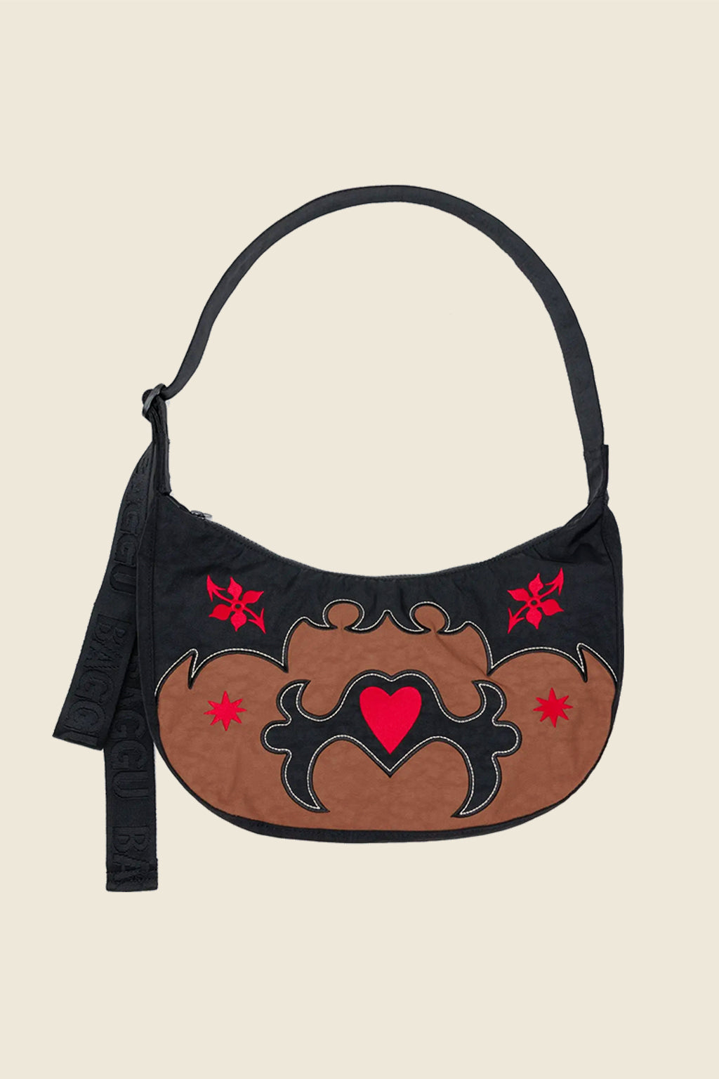 BAGGU western applique bag black, tan, and red- Kin Ship Goods