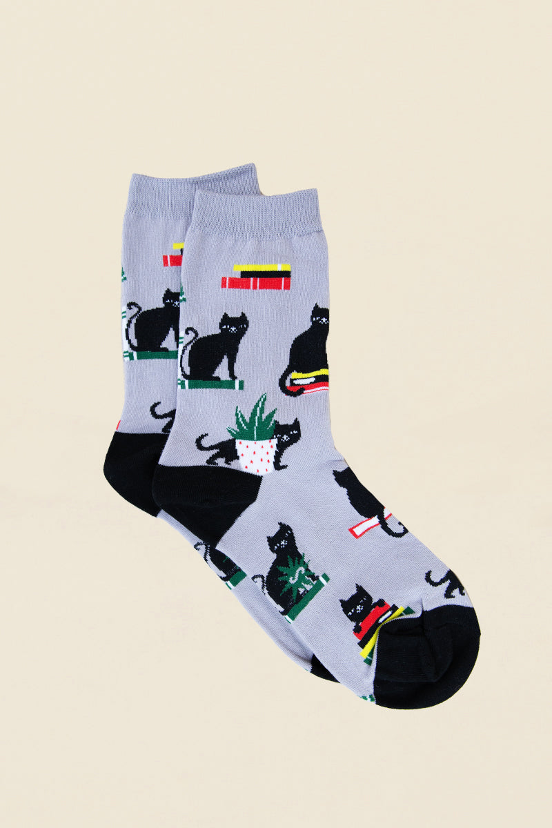 Womens Booked For Meow Socks