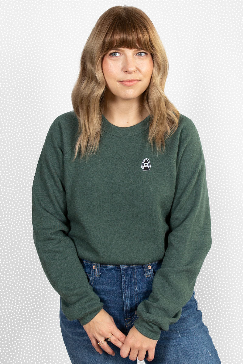 cozy classic embroidered sweatshirt, forest