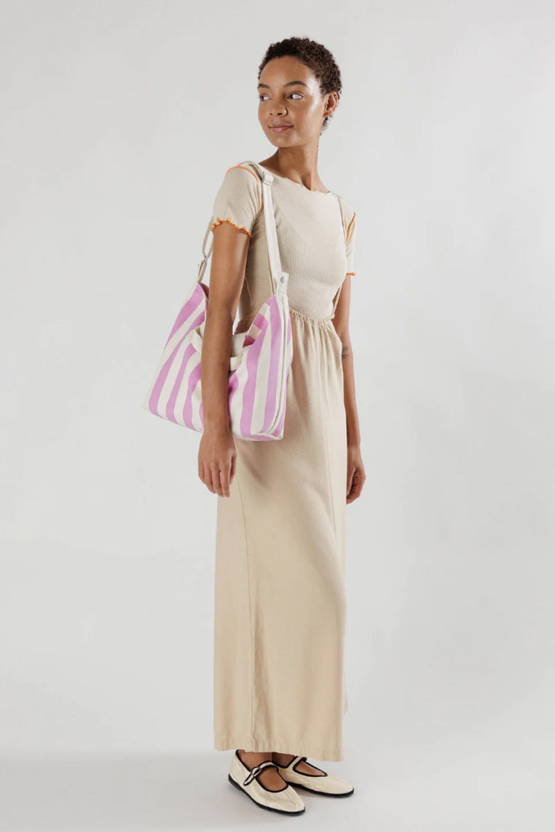 baggu horizontal duck bag, pink awning stripe, final sale