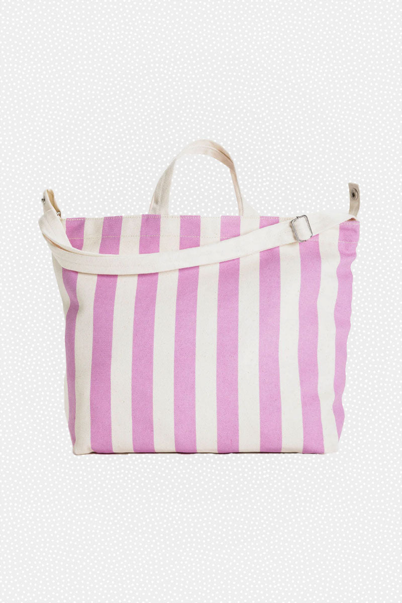 baggu horizontal duck bag, pink awning stripe, final sale