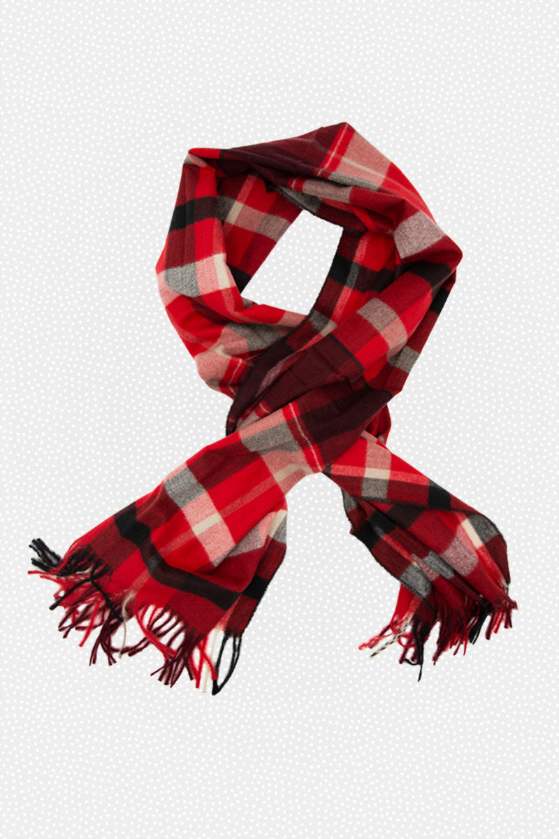 plaid fringed scarf, final sale